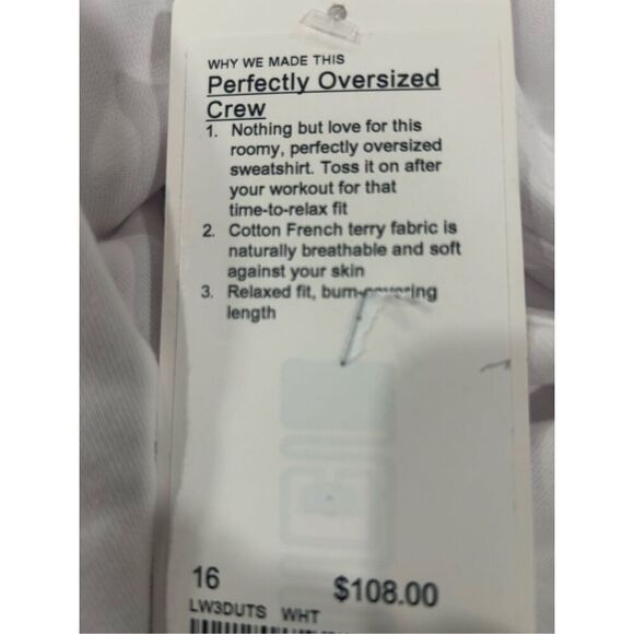 LULULEMON Perfectly Oversized Crew sz 16 - Picture 6 of 6